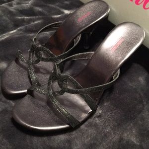 Slip on sparkly heels